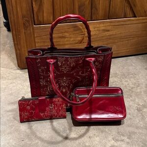 Patricia Nash Red Floral Mini Bag